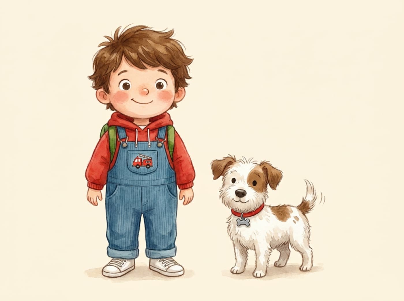 Leo y su perro Toby dibujados como personajes
